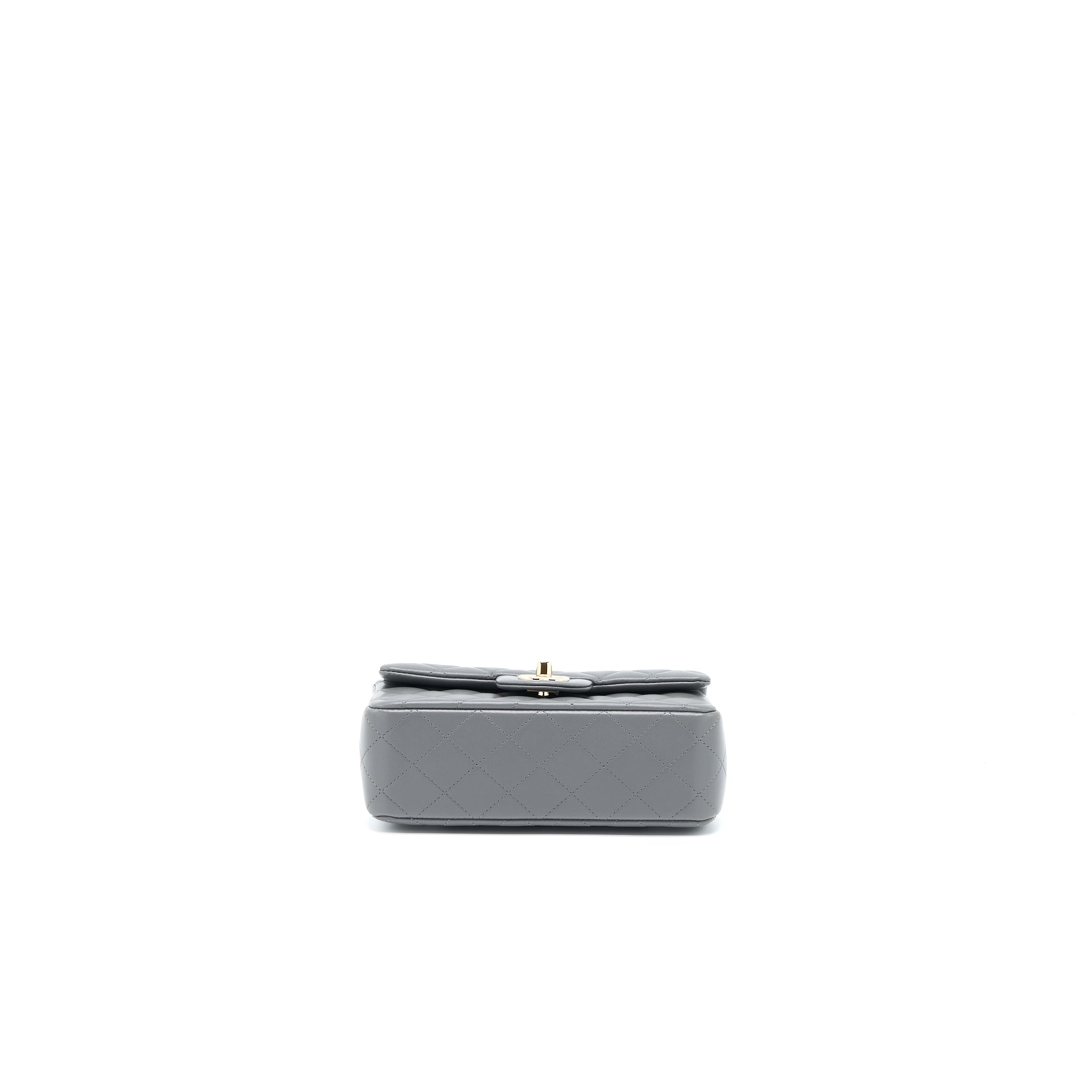 Chanel Top handle Mini Rectangular Flap Bag Lambskin Grey L (Microchip)