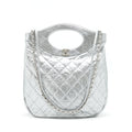 Chanel Small 31 Bag Quilted Crumpled Calfskin Metallic Silver