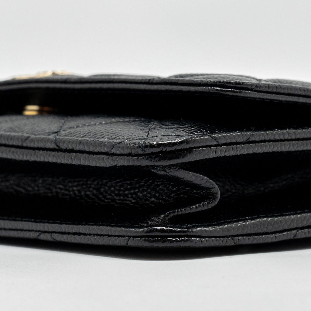 Chanel Detailed CC Logo Wallet on Chain Caviar Black  (Microchip)