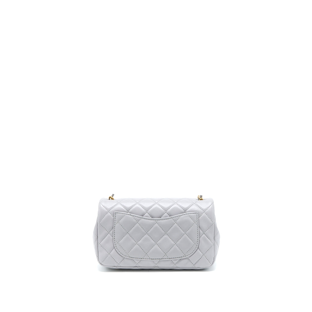 Chanel Pearl Crush Mini Rectangular Flap Bag Lambskin Light Grey Brushed  (Microchip)