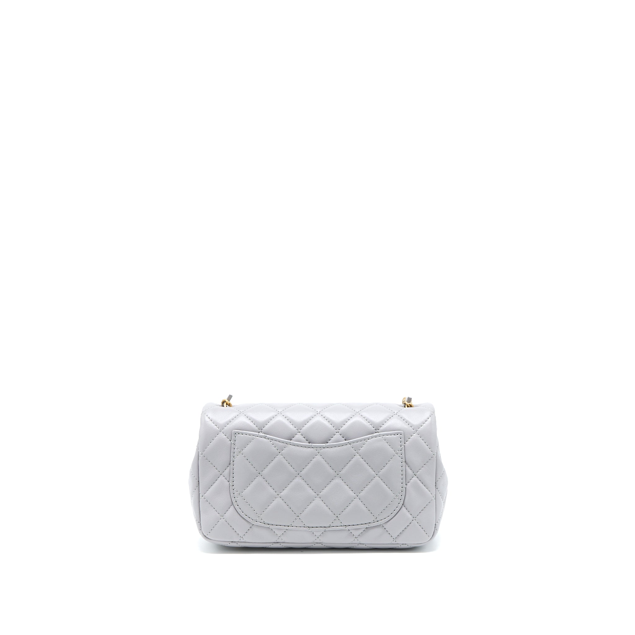 Chanel Pearl Crush Mini Rectangular Flap Bag Lambskin Light Grey Brushed  (Microchip)