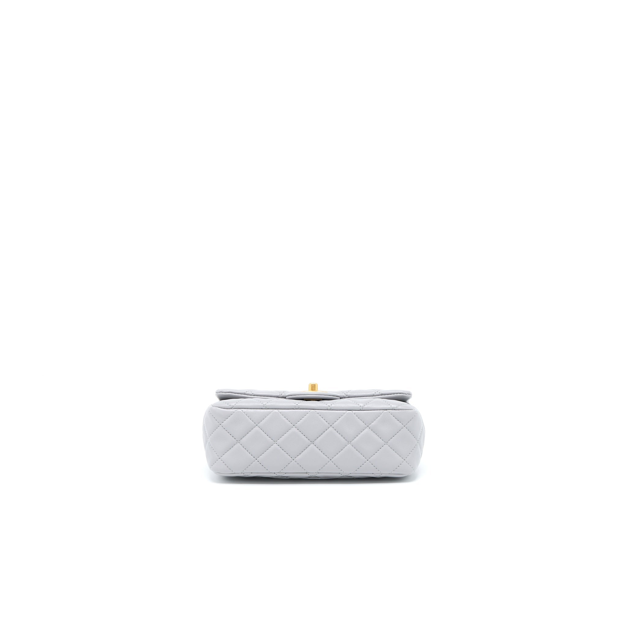 Chanel Pearl Crush Mini Rectangular Flap Bag Lambskin Light Grey Brushed  (Microchip)