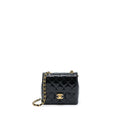 Chanel 22K Retro Classic New Square Mini Flap Bag Patent Black Brushed  (Microchip)