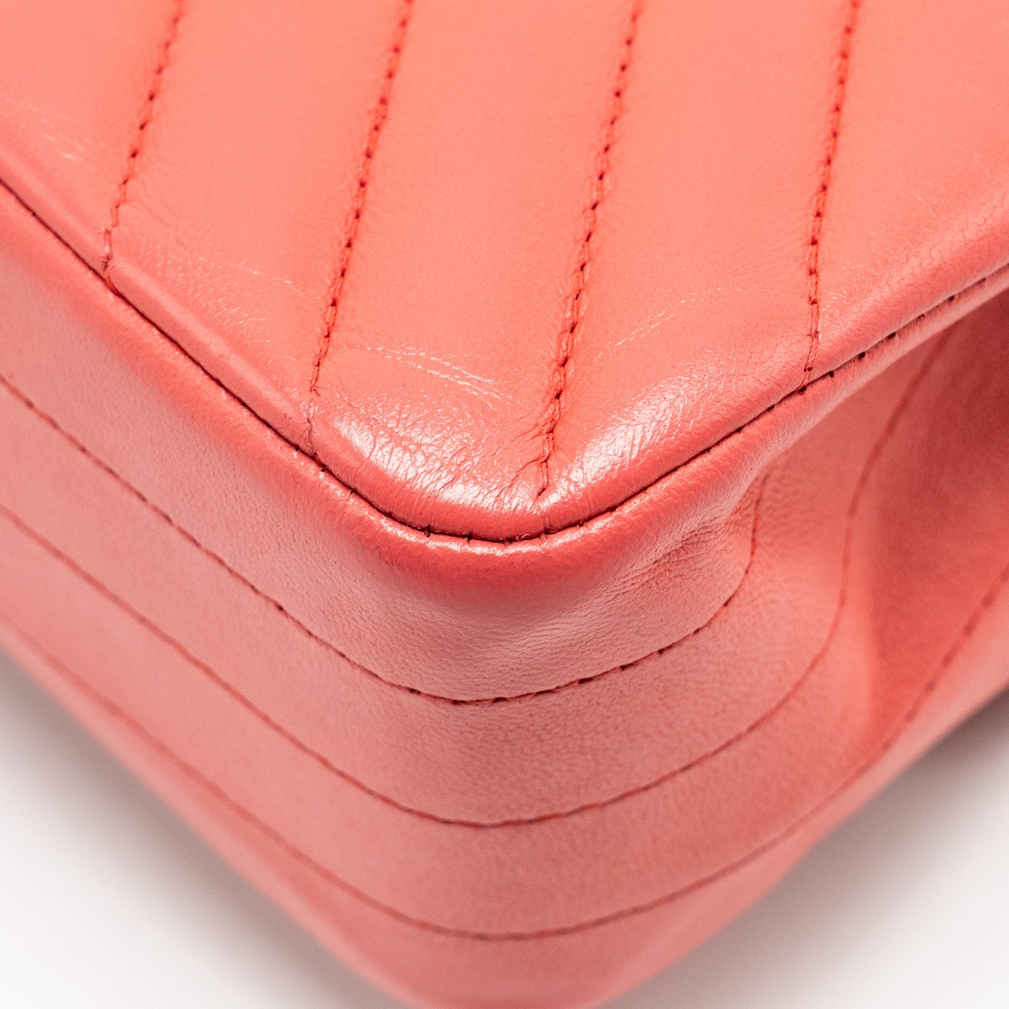 Chanel Medium Classic Double Flap Bag Chevron Lambskin Pink L