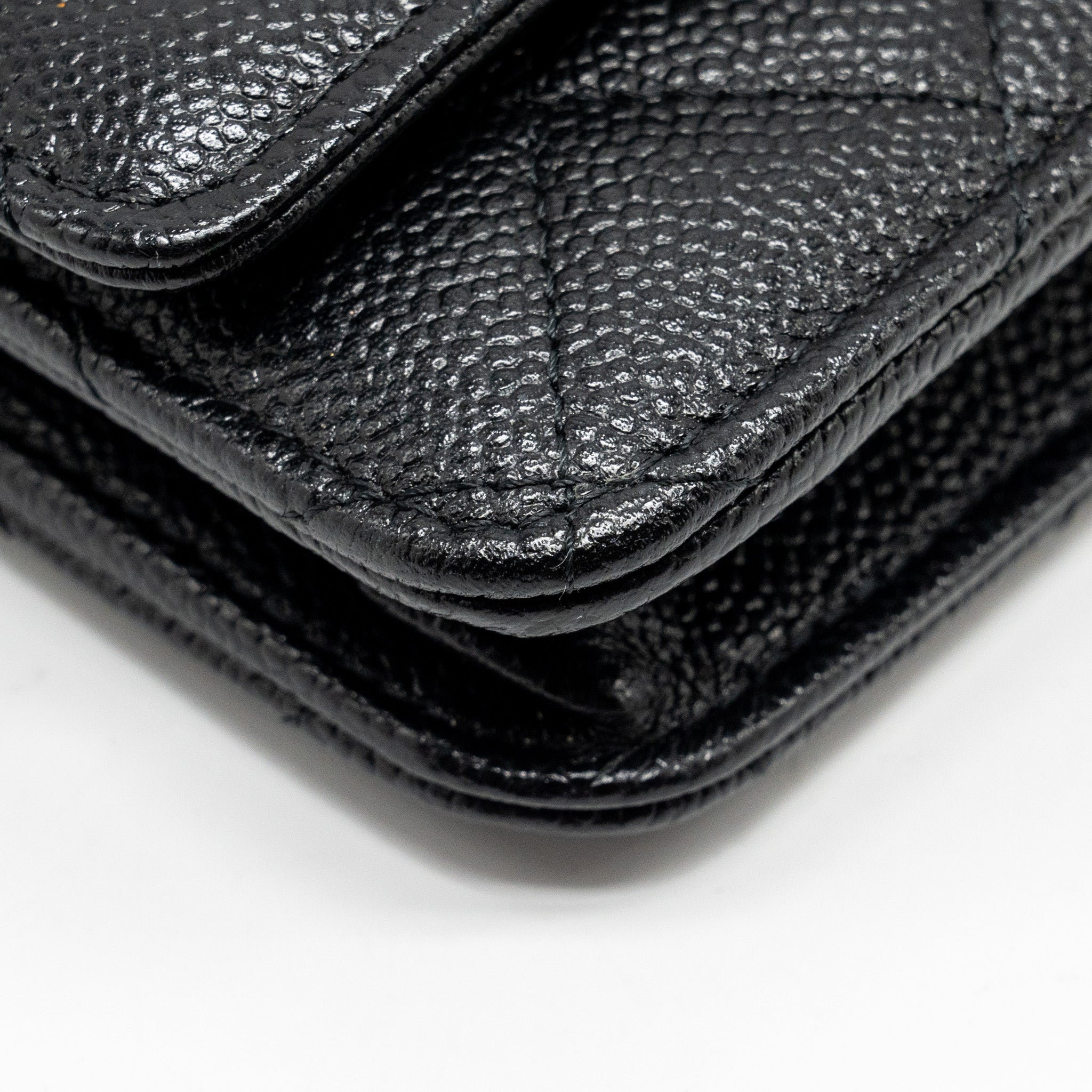 Chanel Detailed CC Logo Wallet on Chain Caviar Black  (Microchip)