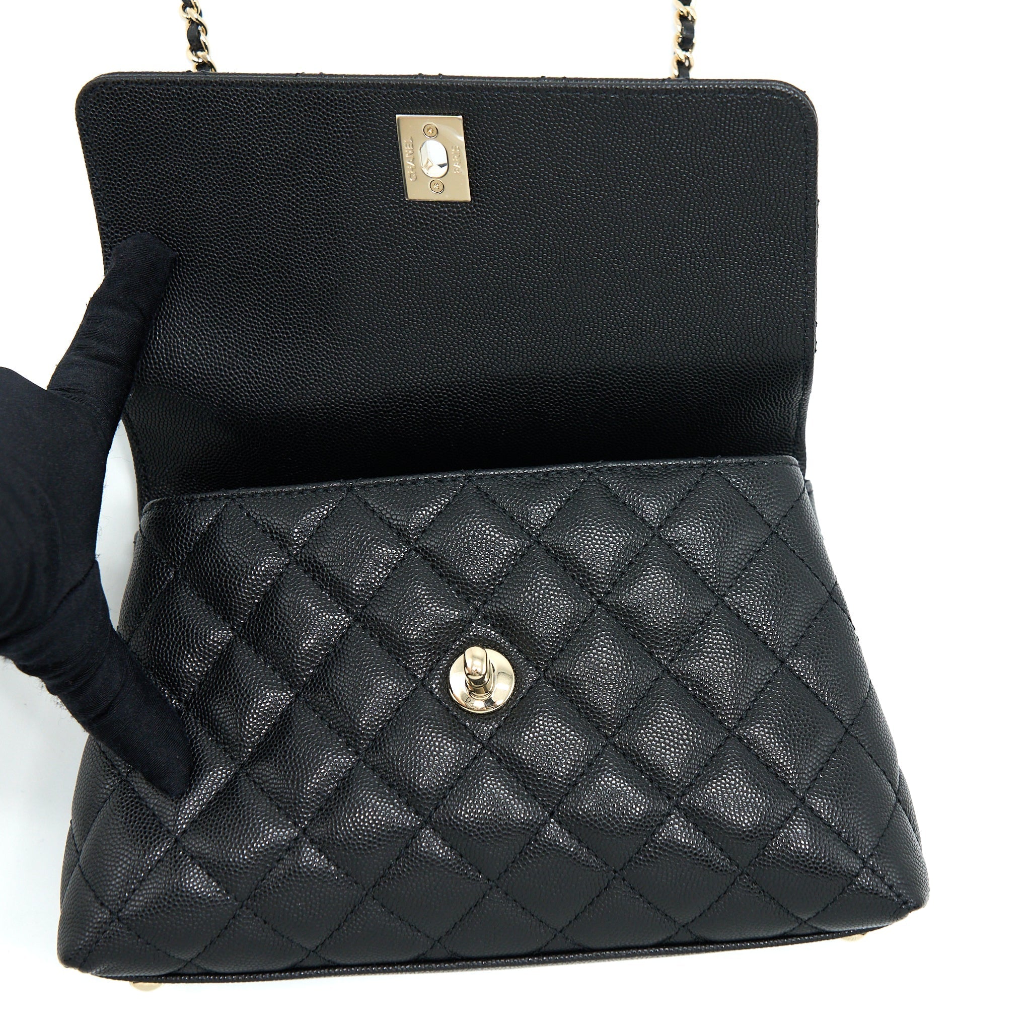 Chanel Small Coco Handle Caviar Black L