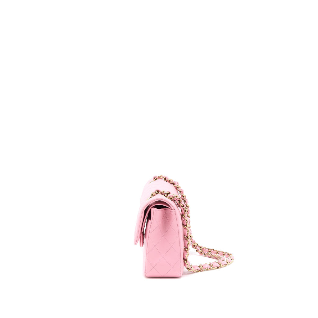 Chanel Small Classic Flap Bag Lambskin Pink L (Microchip)