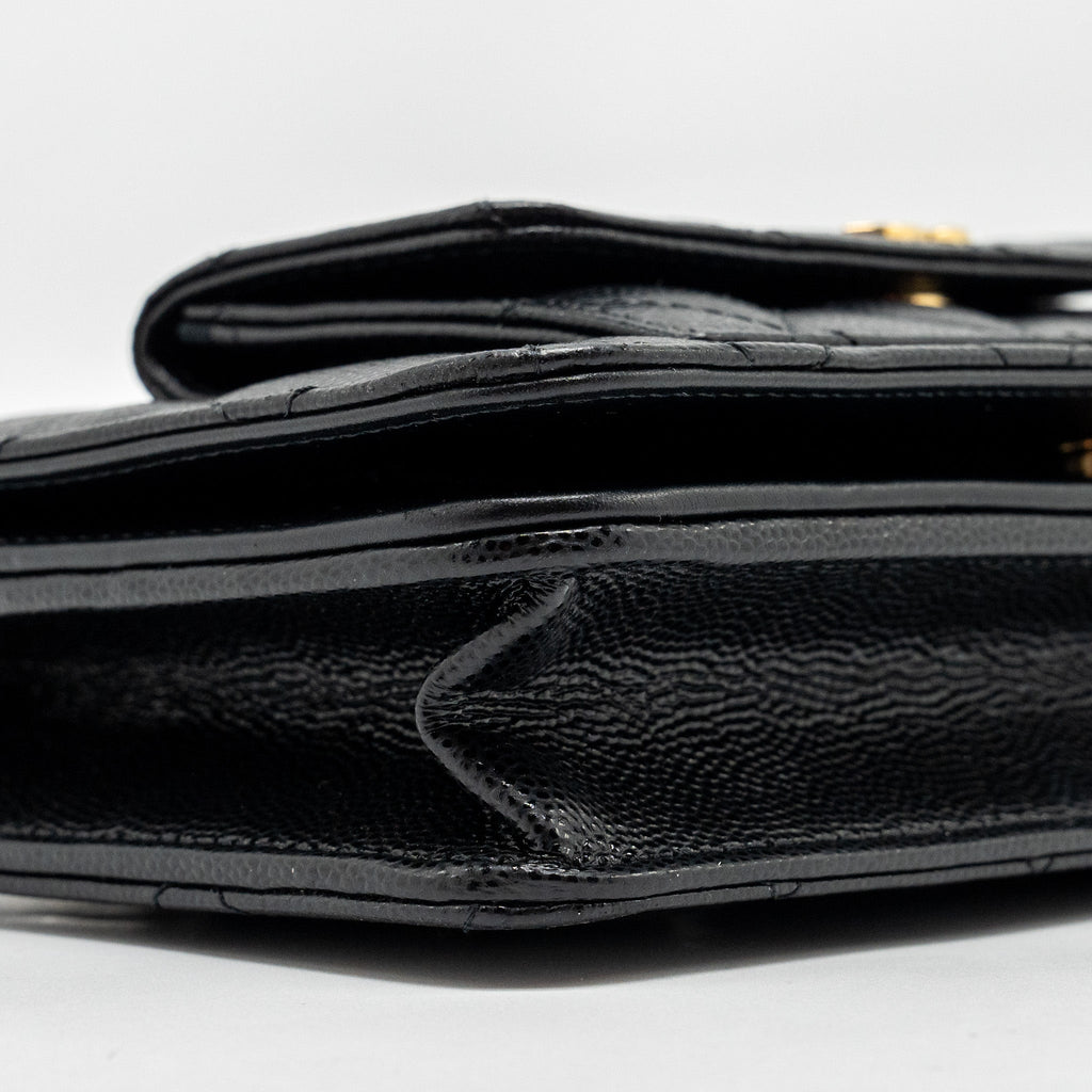 Chanel flap wallet with chain caviar black  (microchip)
