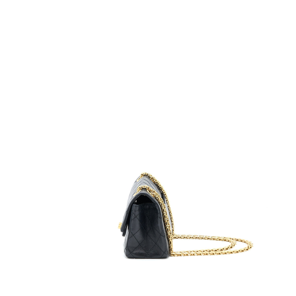 Chanel Mini 2.55 Reissue Flap Bag Aged Calfskin Black Brushed  (Microchip)