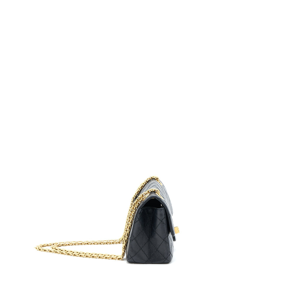 Chanel Mini 2.55 Reissue Flap Bag Aged Calfskin Black Brushed  (Microchip)