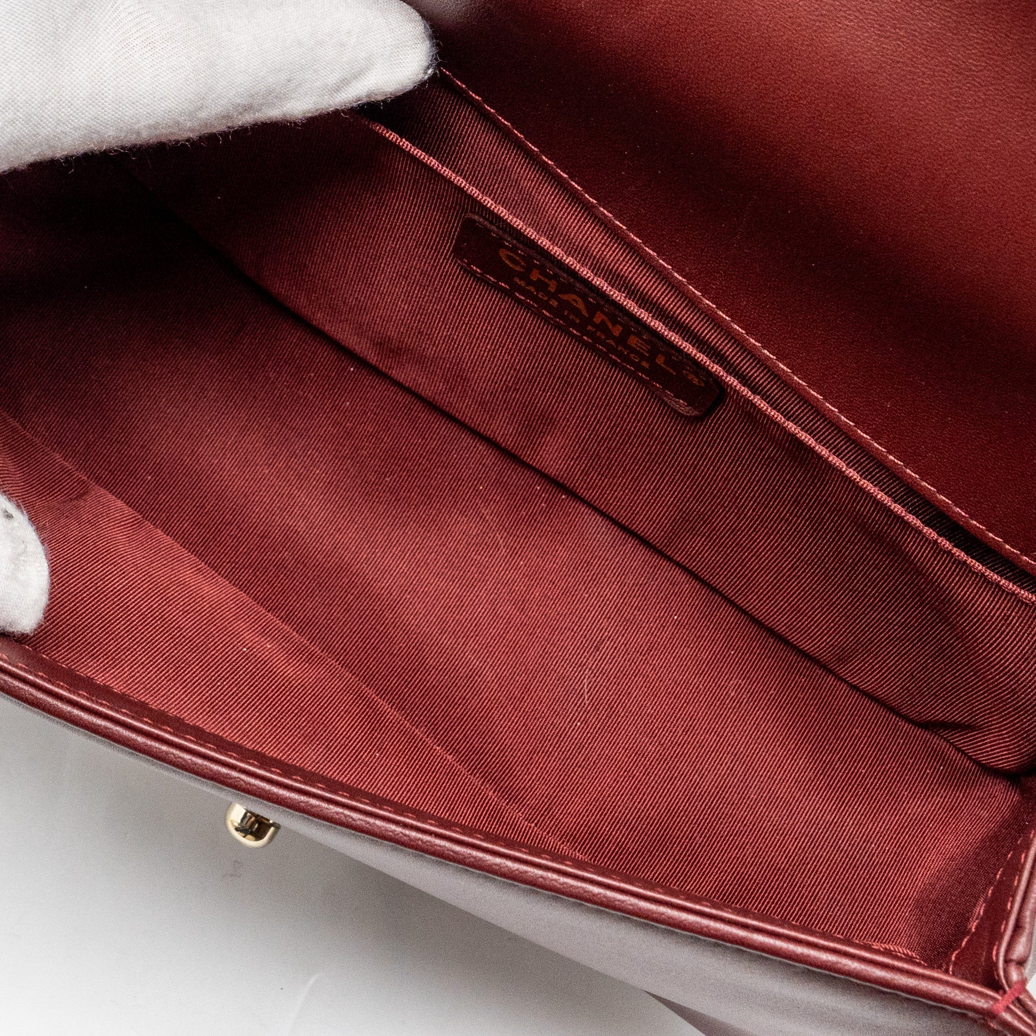 Chanel Medium Boy Bag Lambskin Dark Red L