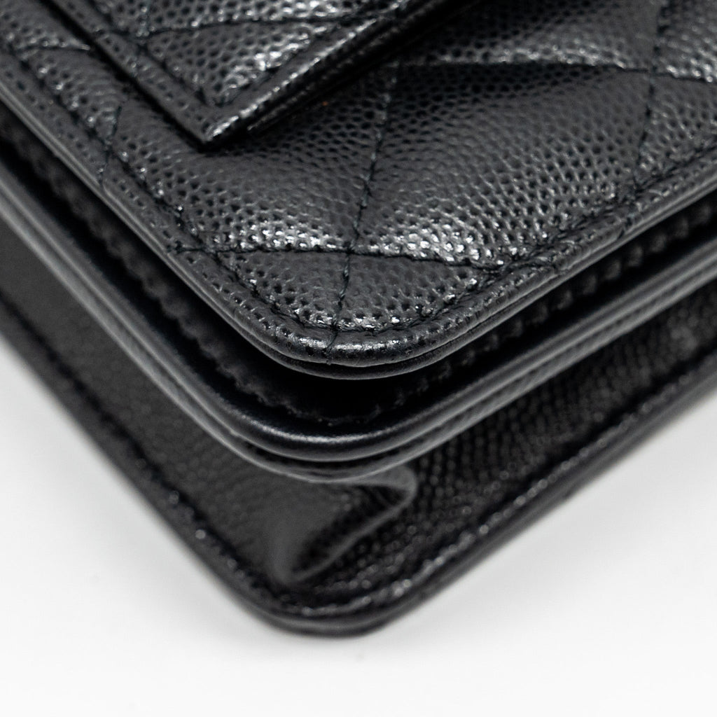 Chanel flap wallet with chain caviar black  (microchip)