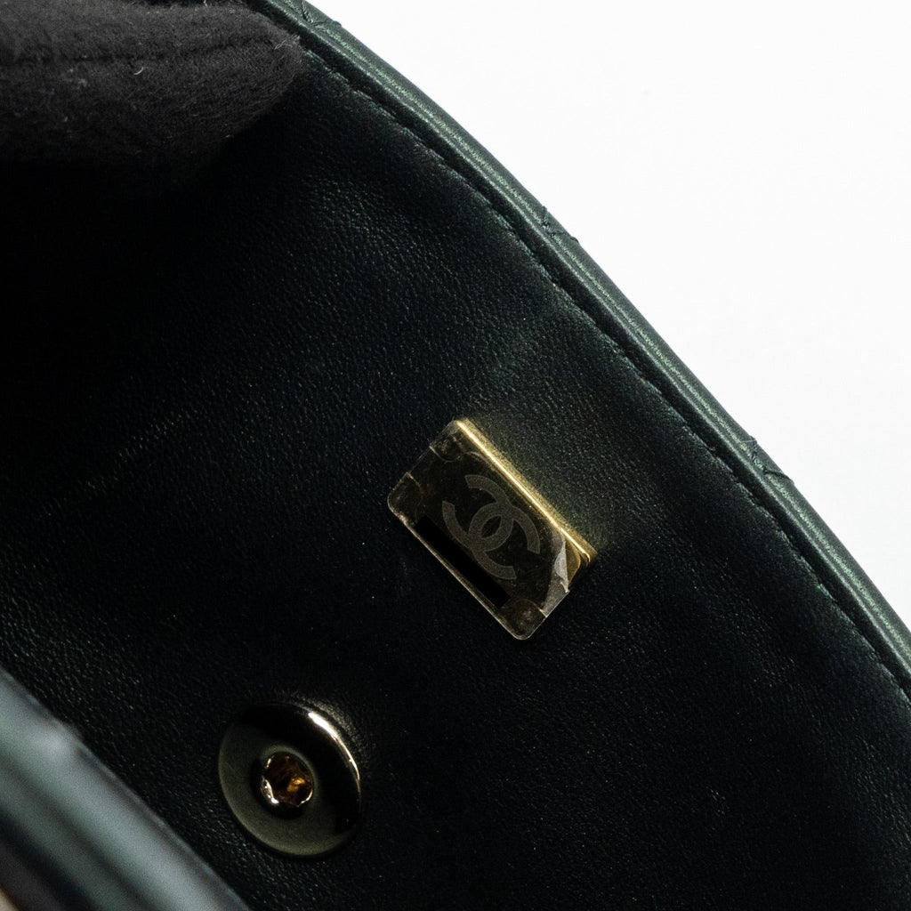 Chanel Top Handle Mini Rectangular Flap Bag Lambskin Dark Green L (microchip)