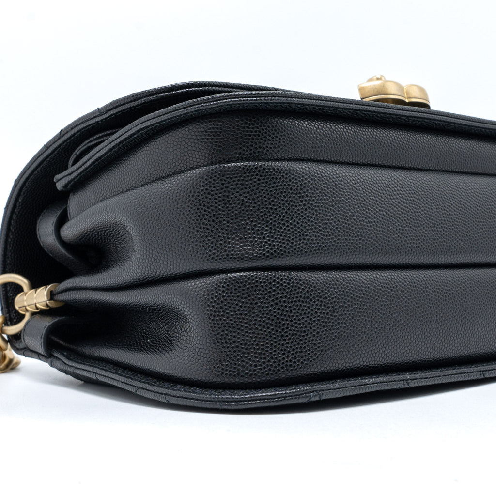 Chanel Messenger Bag Caviar Black Brushed  (Microchip)