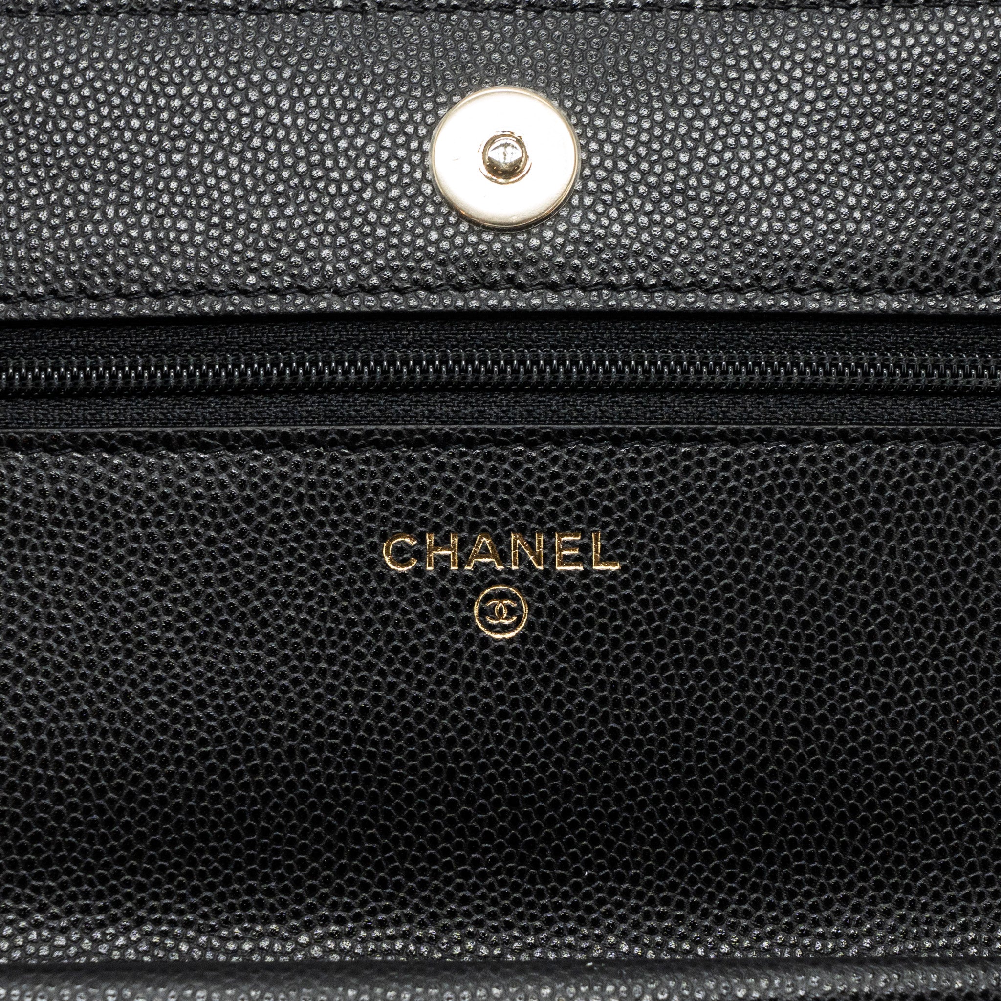 Chanel Detailed Logo Wallet On Chain Caviar Black L (microchip)