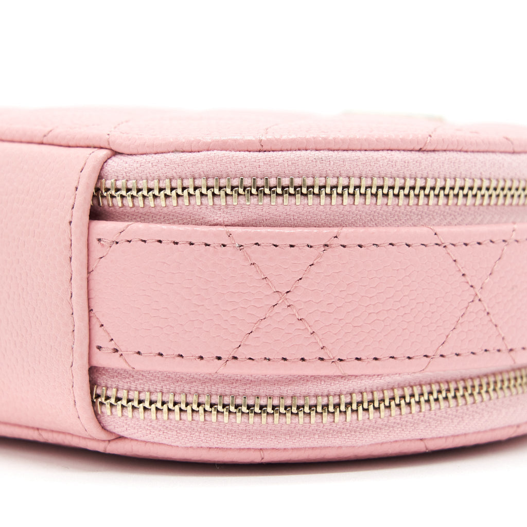Chanel 22C Mini Round Purse Vanity Caviar Light Pink L