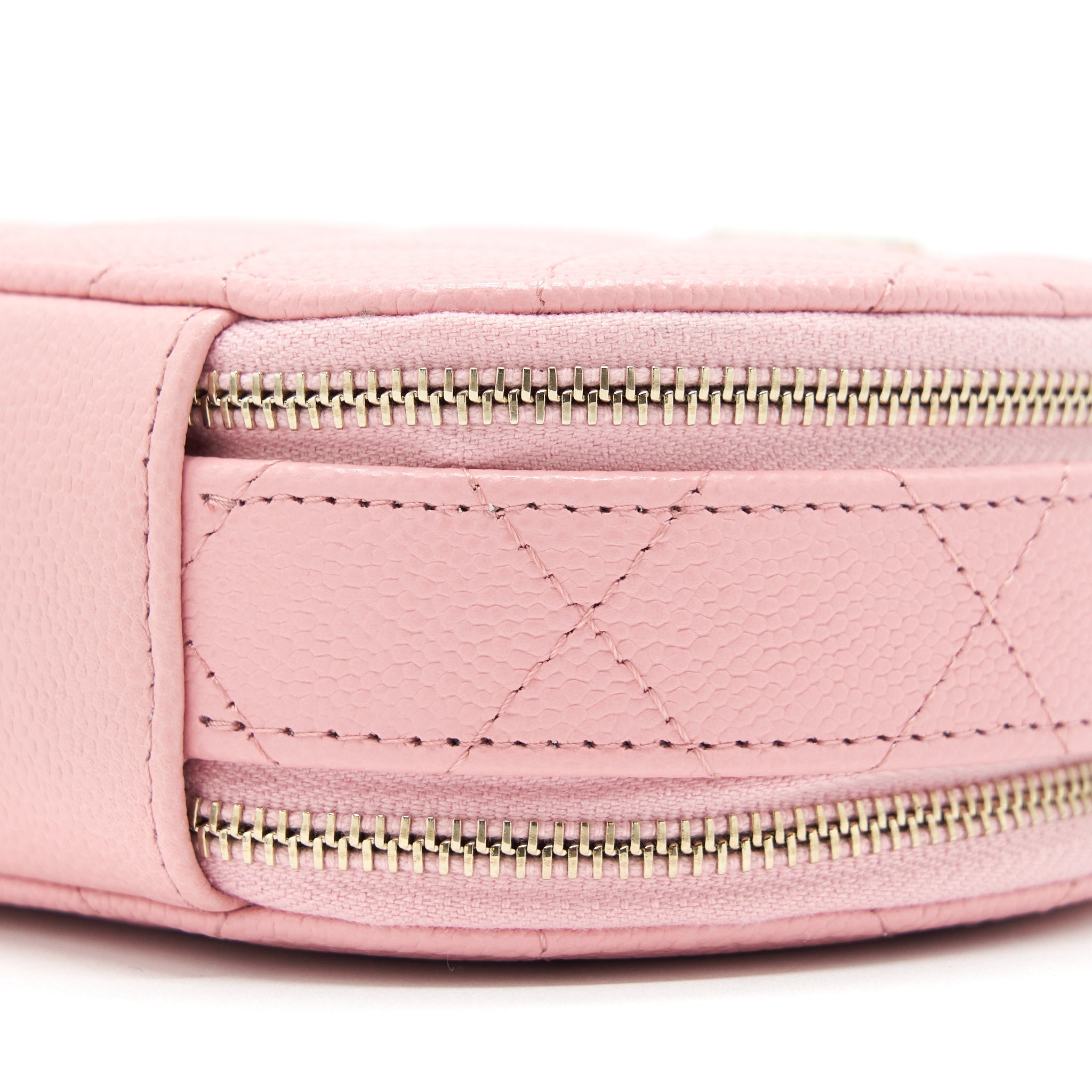 Chanel 22C Mini Round Purse Vanity Caviar Light Pink L