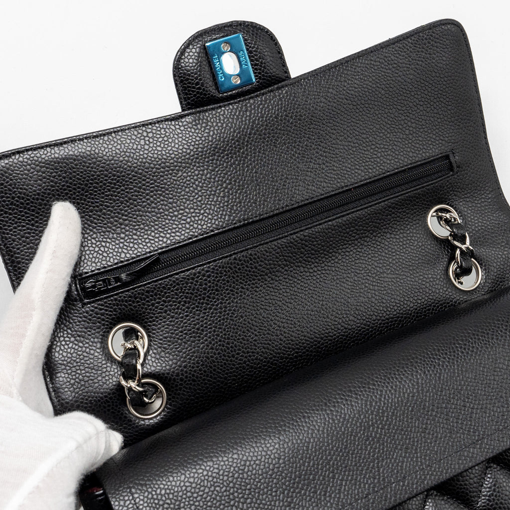 Chanel medium classic double flap bag Caviar Black