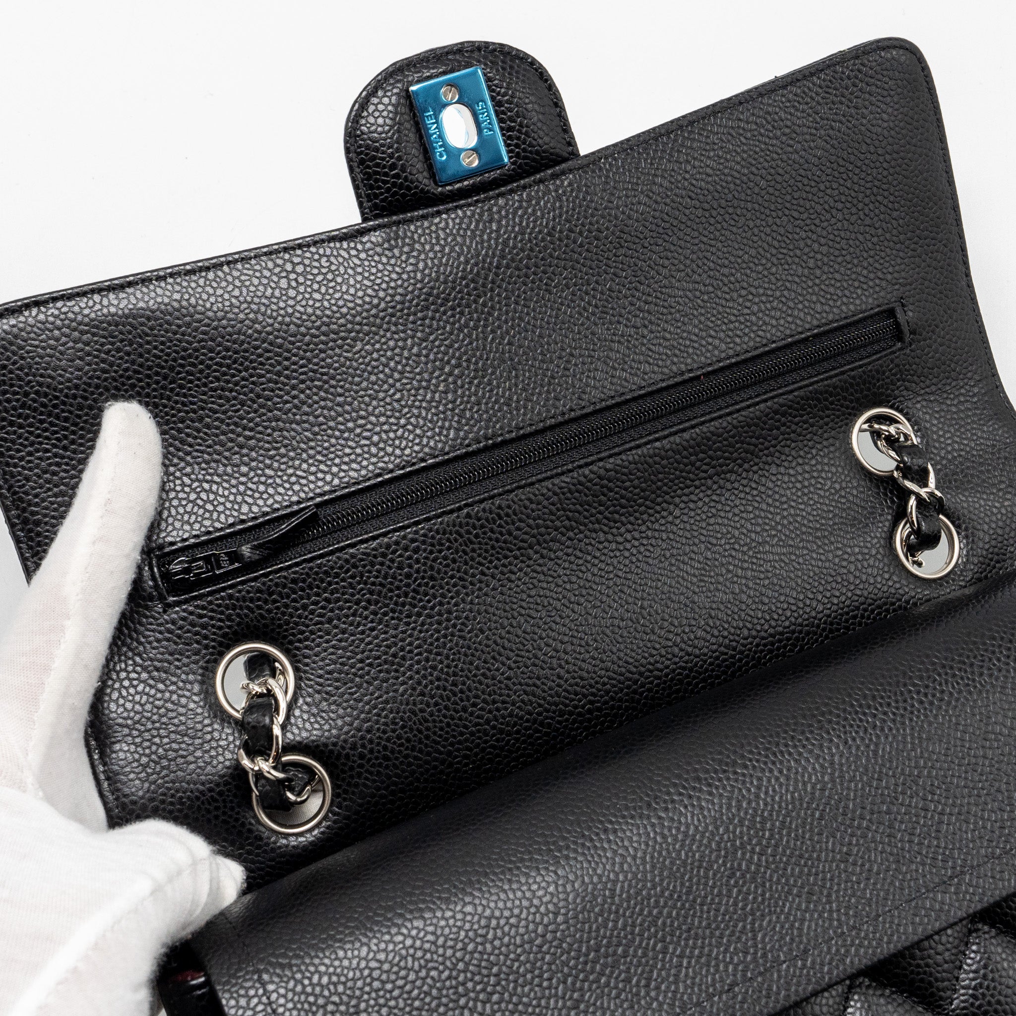 Chanel medium classic double flap bag Caviar Black