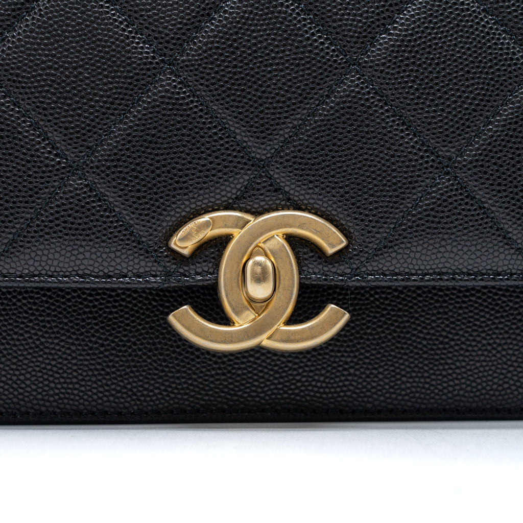 Chanel Messenger Bag Caviar Black Brushed  (Microchip)