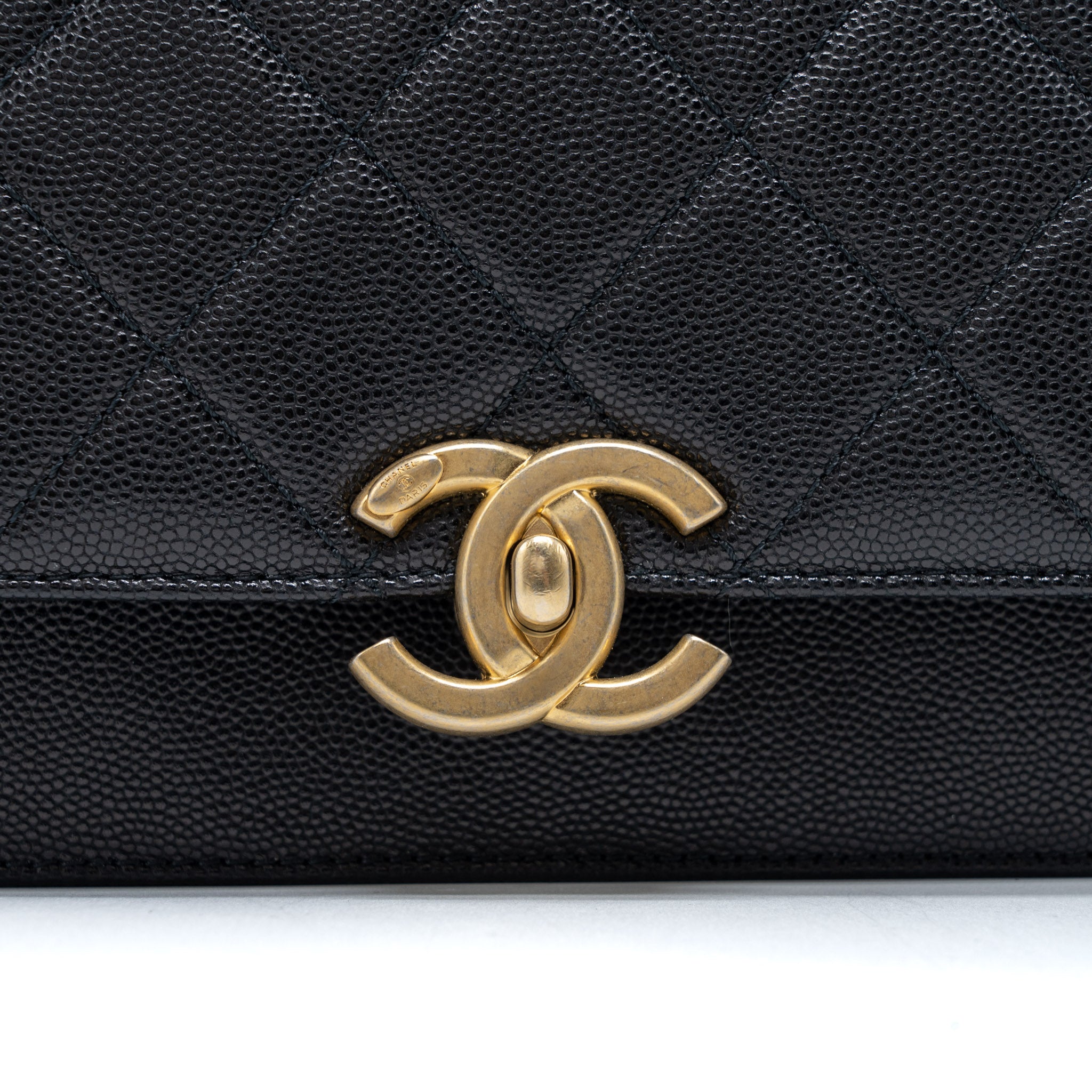 Chanel Messenger Bag Caviar Black Brushed  (Microchip)