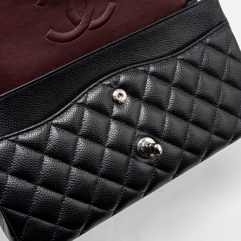 Chanel medium classic double flap bag Caviar Black