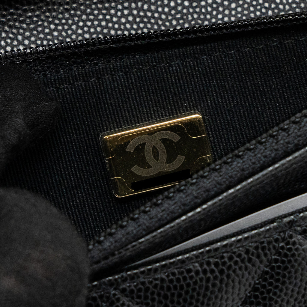 Chanel Detailed Logo Wallet On Chain Caviar Black L (microchip)