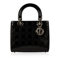 Christian Dior Lady Dior Black Patent Leather Medium