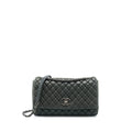 Chanel Quilted Flap Bag Iridescent Calfskin Dark Green Ruthenium