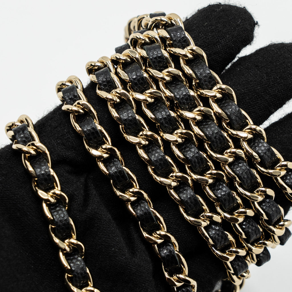 Chanel Detailed Logo Wallet On Chain Caviar Black L (microchip)