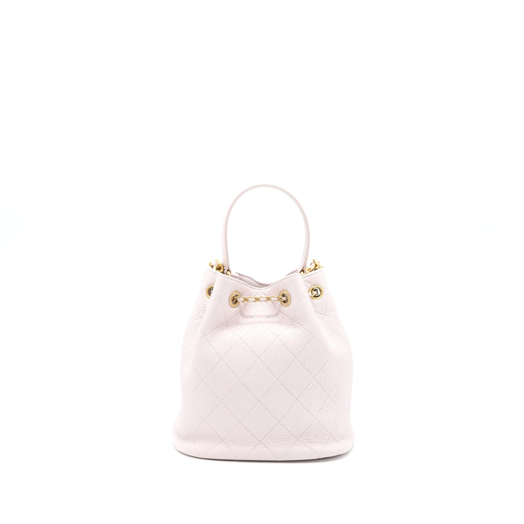 Chanel Drawstring Bucket Bag Lambskin Light Pink