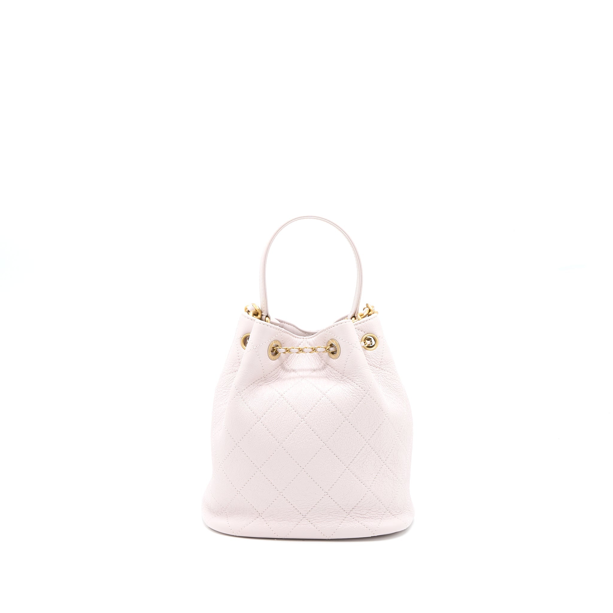 Chanel Drawstring Bucket Bag Lambskin Light Pink