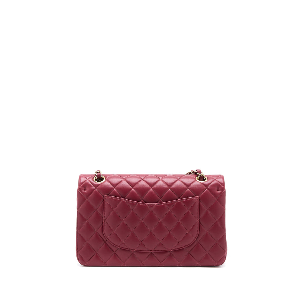 Chanel Medium Classic Flap Bag Lambskin Dark Red L (Microchip)