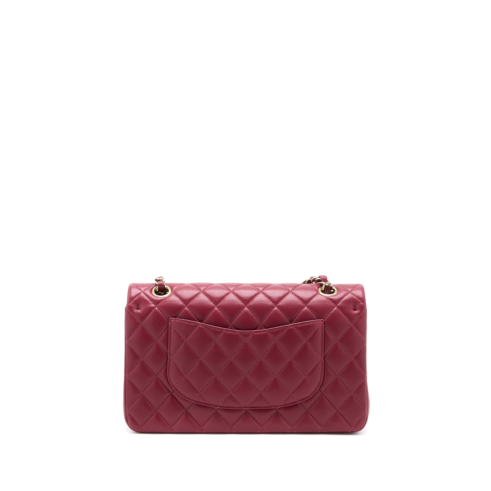 Chanel Medium Classic Flap Bag Lambskin Dark Red L (Microchip)