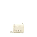 Chanel 21c Mini Square Flap Bag Chevron Lambskin Beige