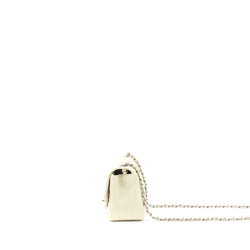 Chanel 21c Mini Square Flap Bag Chevron Lambskin Beige