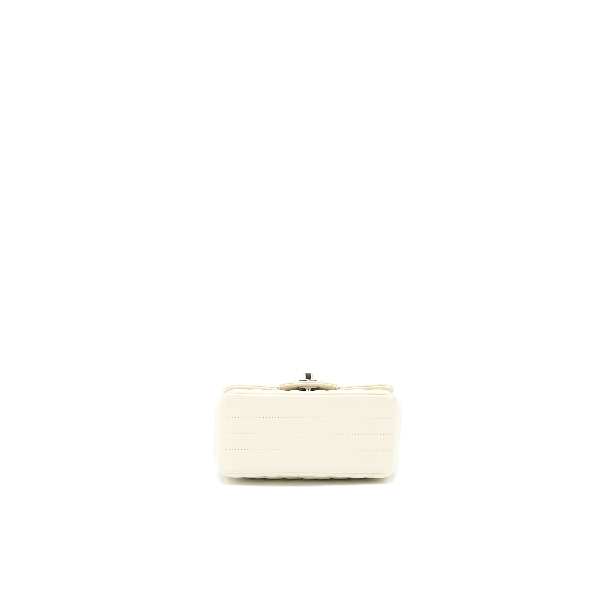 Chanel 21c Mini Square Flap Bag Chevron Lambskin Beige
