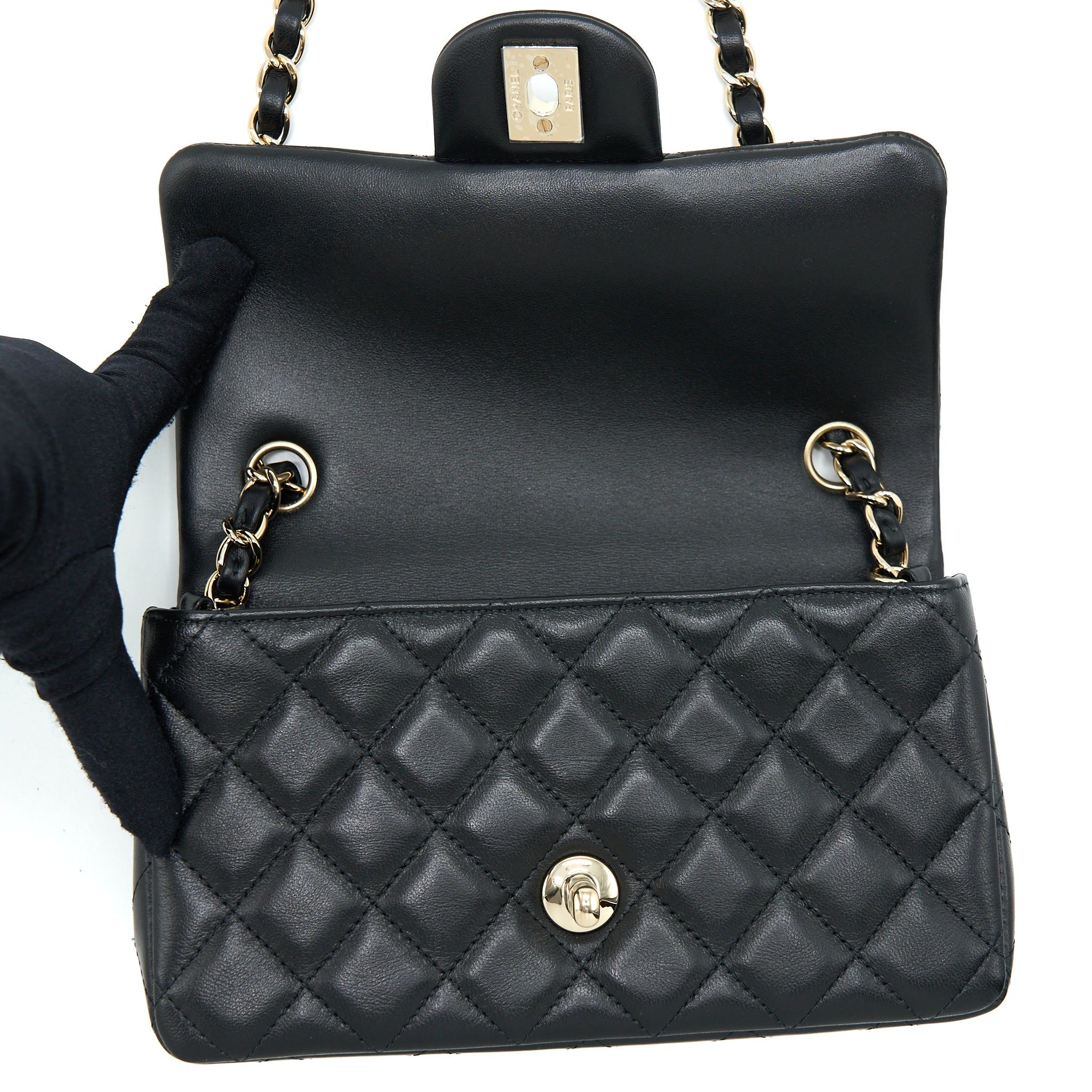 Chanel Mini Rectangular Flap Bag Lambskin Black L