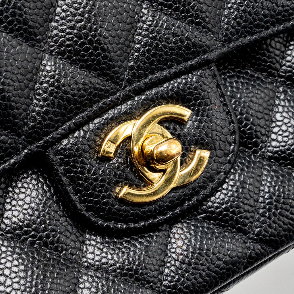 Chanel vintage small Classic double flap bag caviar black