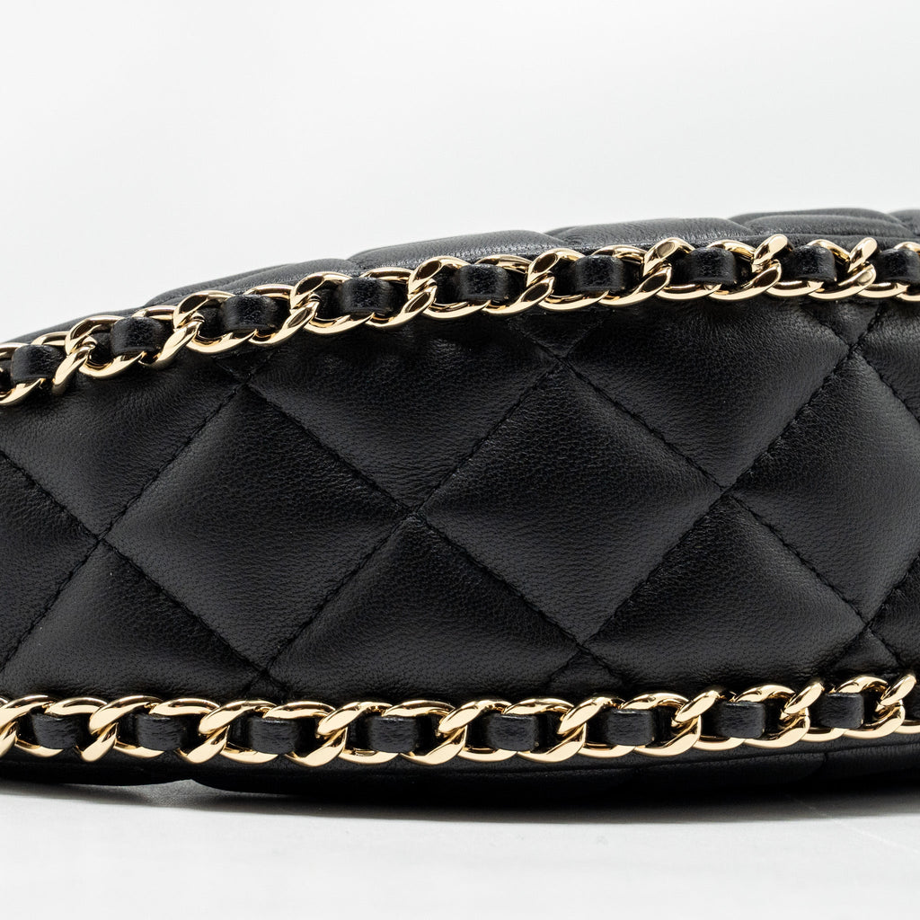 Chanel Small moon Hobo Bag Lambskin Black L (Microchip)