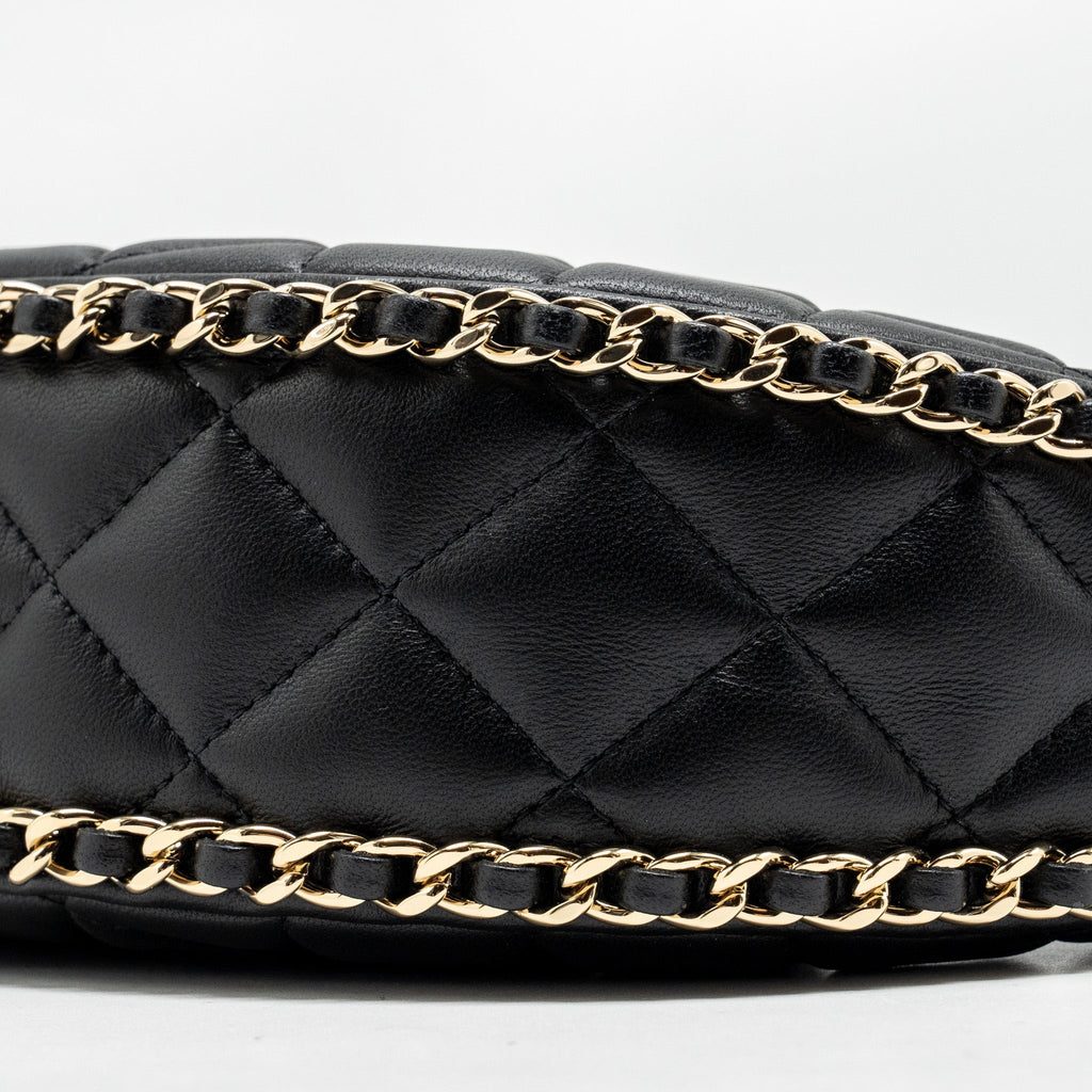Chanel Small moon Hobo Bag Lambskin Black L (Microchip)