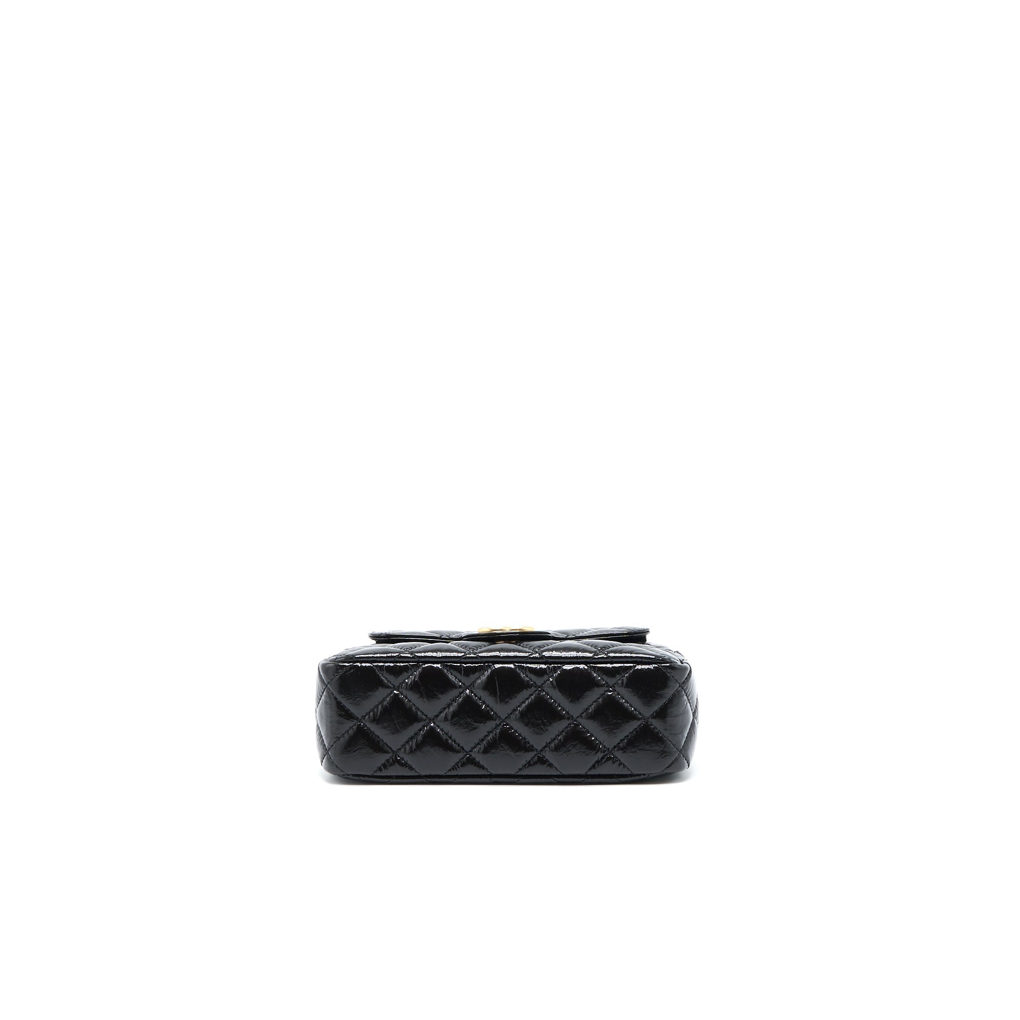 Chanel 23c Small Hobo Bag Shiny Calfskin Black Brushed  (Microchip)