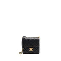Chanel Vertical Pearl Flap Bag Goatskin Black Brushed