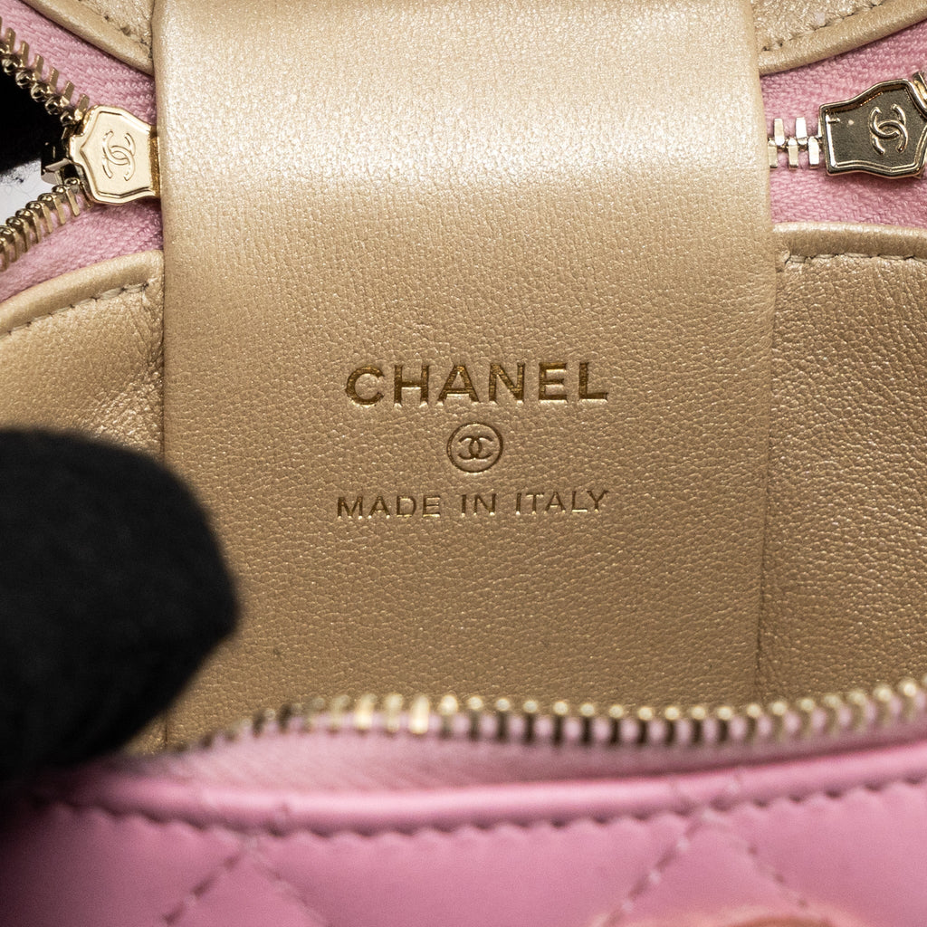 Chanel Top Handle Vanity Case Lambskin Pink L