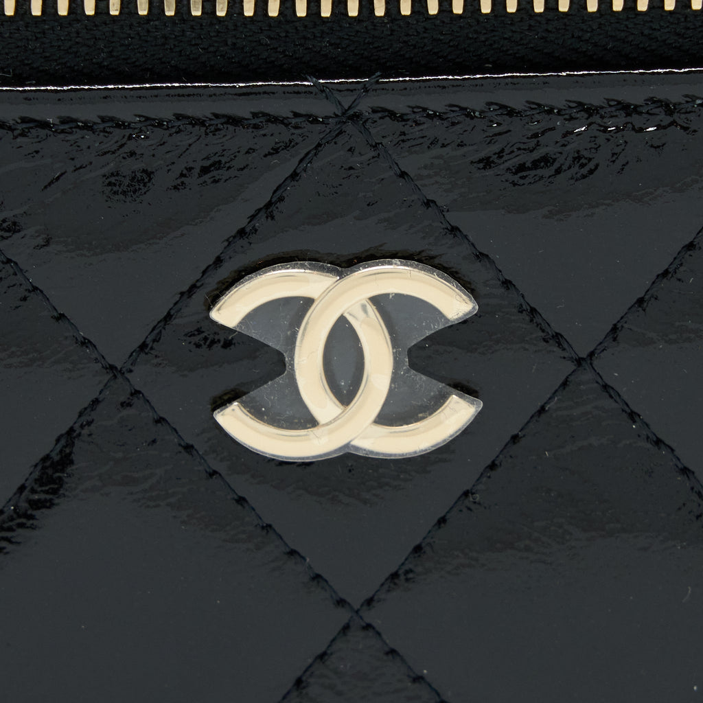 Chanel Vanity Case Glazed Lambskin Black L