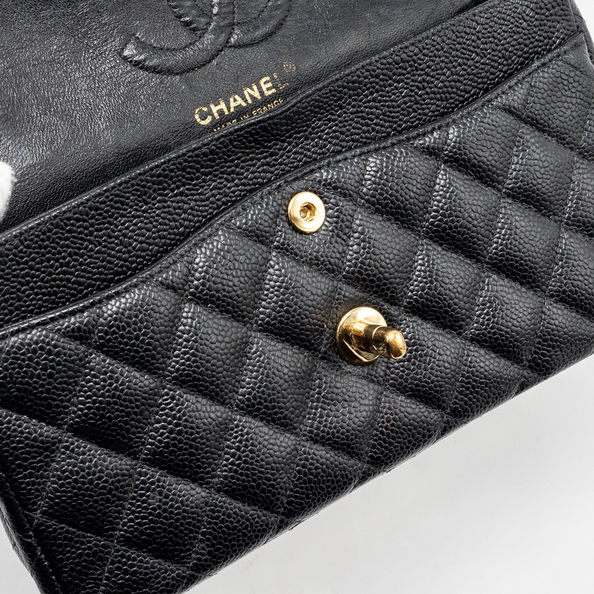 Chanel vintage small Classic double flap bag caviar black
