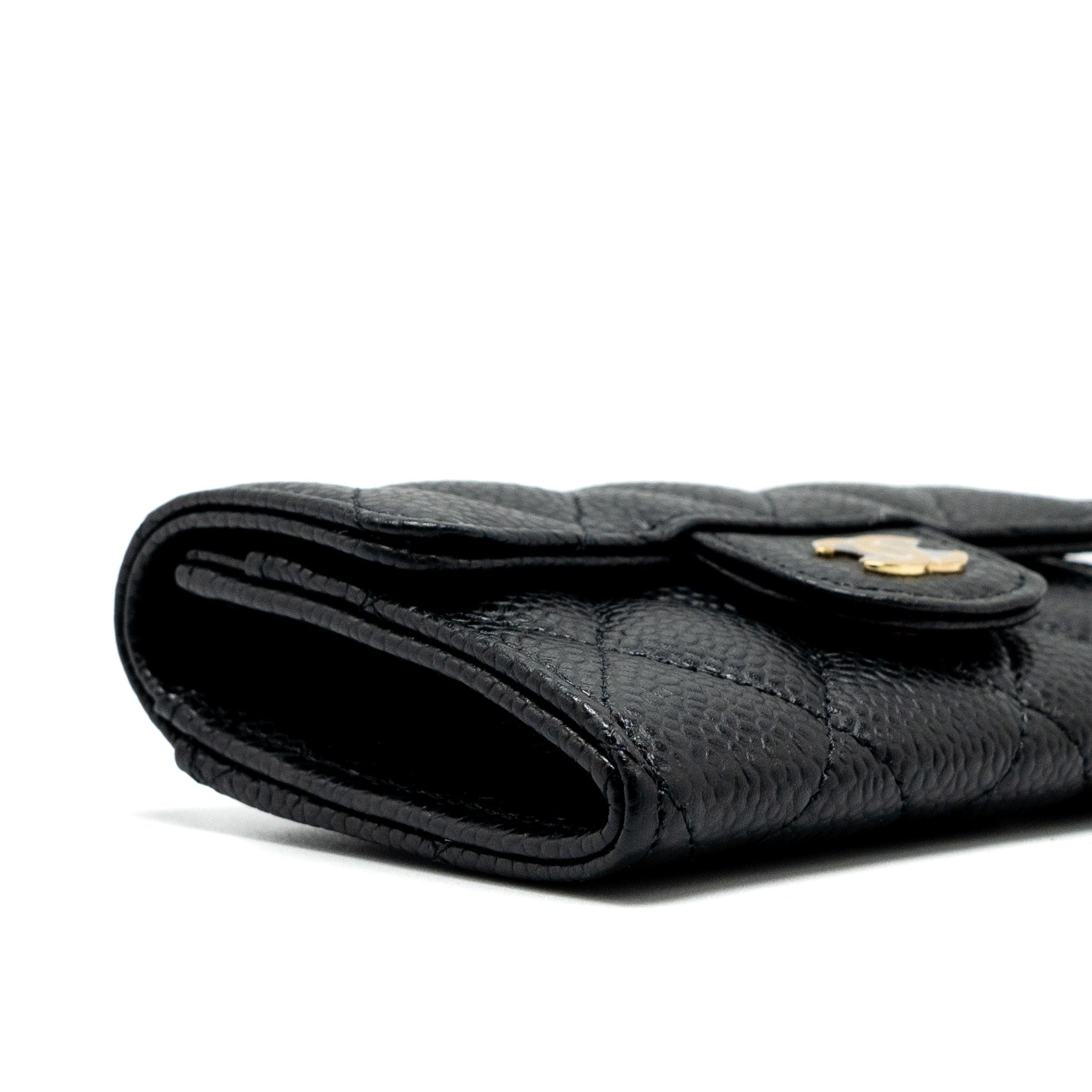 Chanel Classic Flap Card Holder Caviar Black  (Microchip)