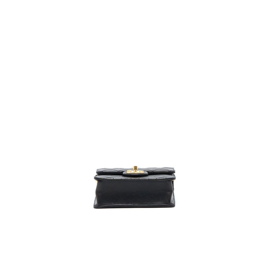 Chanel Vertical Pearl Flap Bag Goatskin Black Brushed