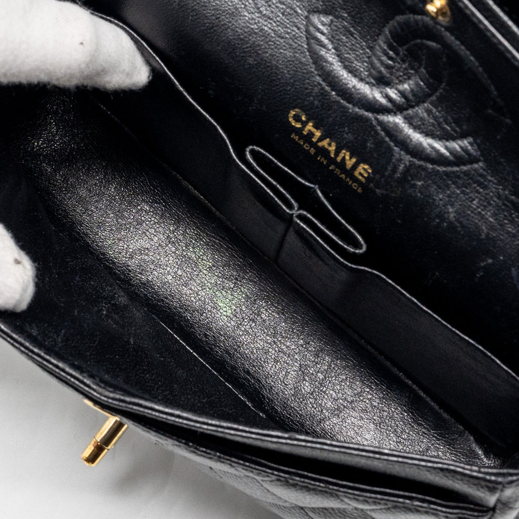 Chanel vintage small Classic double flap bag caviar black