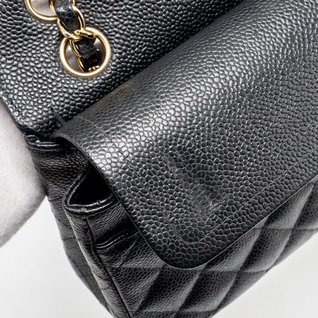 Chanel vintage small Classic double flap bag caviar black